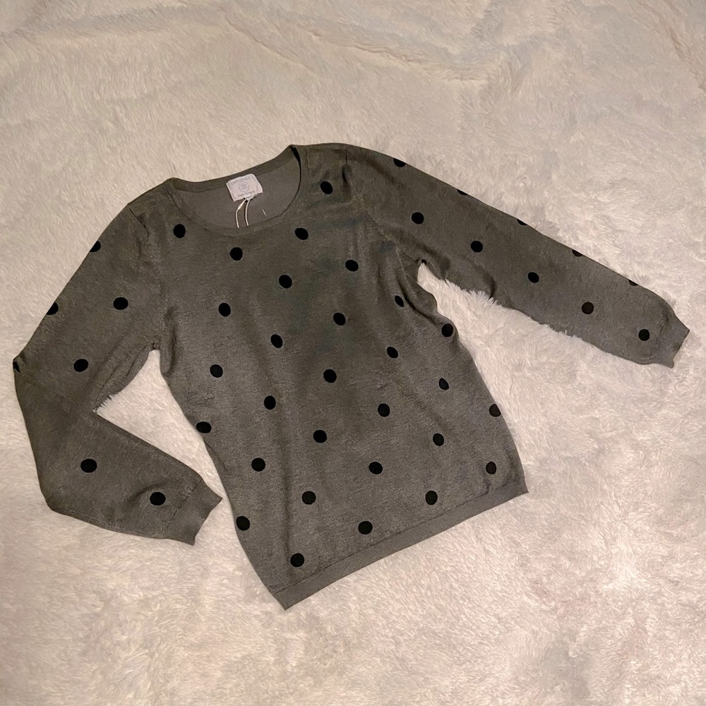 BOGO - NWT!!! Dark Grey Sweater with Black Polka Dots